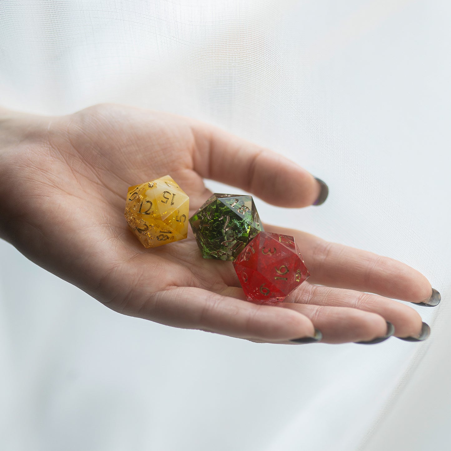 DnD, dice, larp, fantasy, dungeons and dragons, ttrpg, handmade, Vampire: The Masquerade, dark aesthetic, dice making, resin dice, dice goblin, handmade dice, custom dice