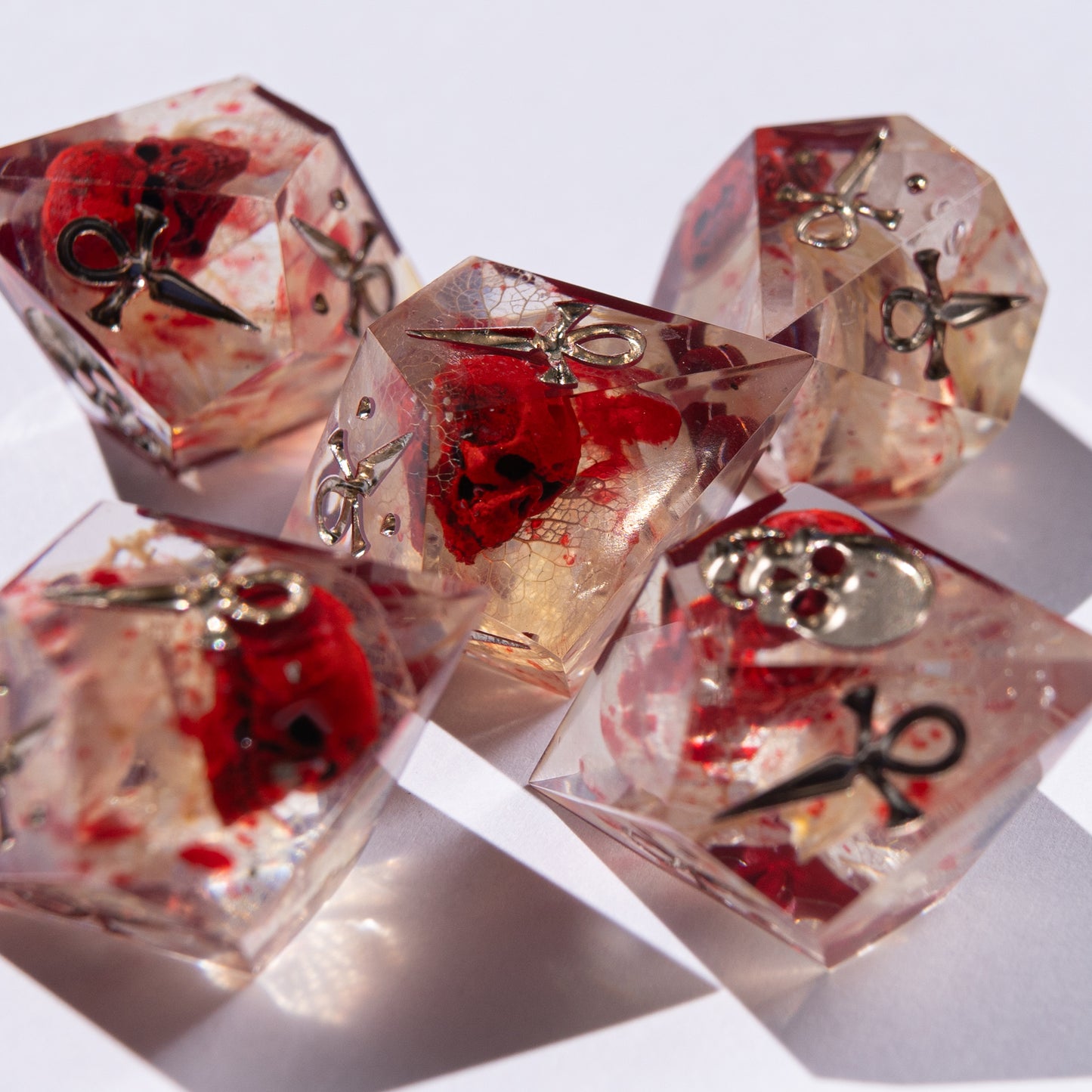 DnD, dice, larp, fantasy, dungeons and dragons, ttrpg, handmade, Vampire: The Masquerade, dark aesthetic, dice making, resin dice, dice goblin, handmade dice, custom dice