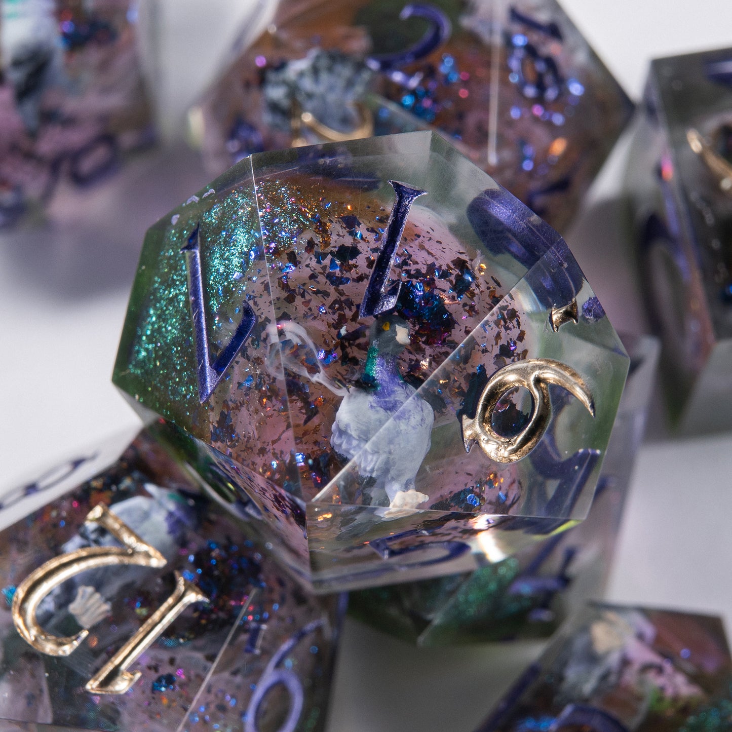 Skybound Pigeons: handmade dice for DnD players who want elegance, detail, and wings.