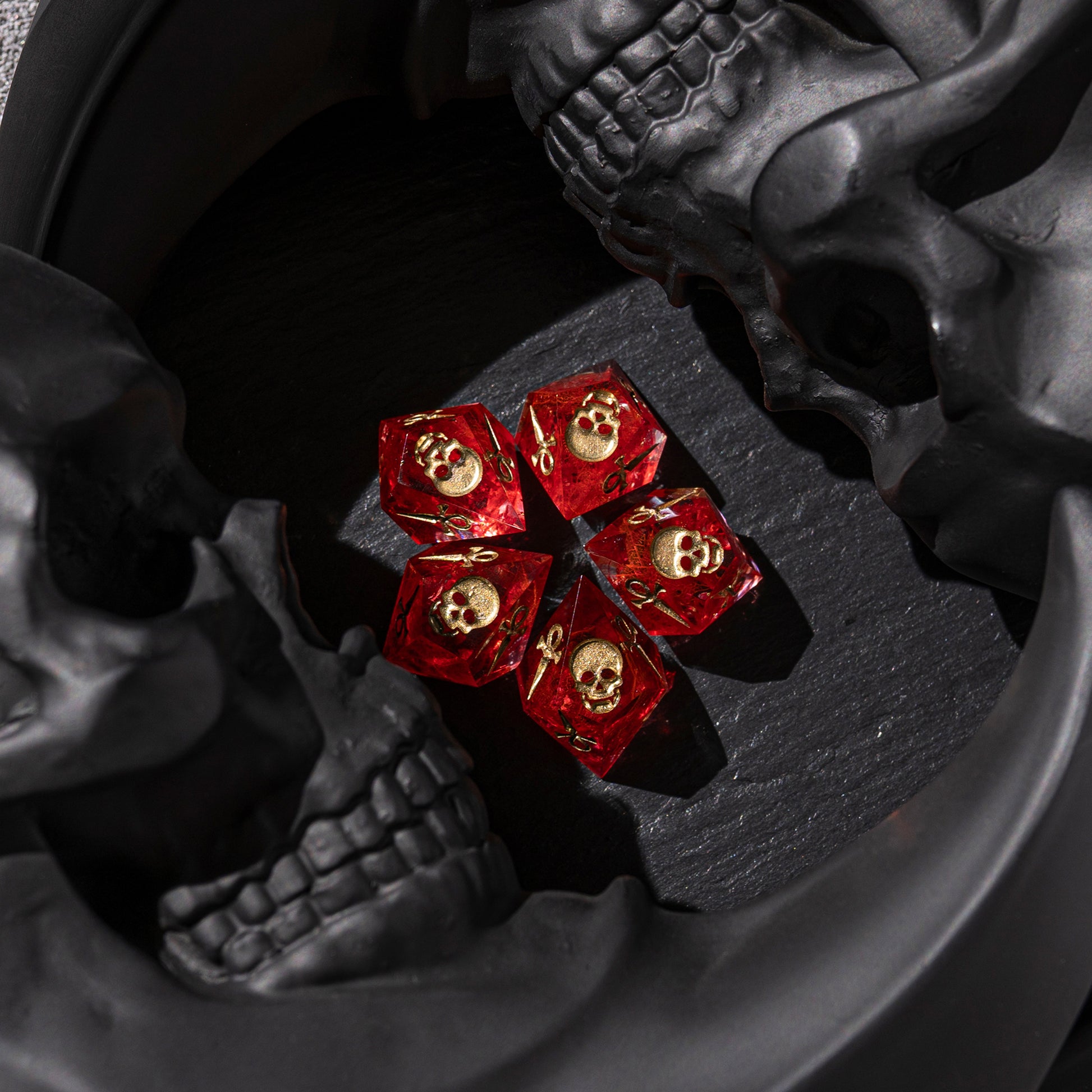 
DnD, dice, larp, fantasy, dungeons and dragons, ttrpg, handmade, Vampire: The Masquerade, dark aesthetic, dice making, resin dice, dice goblin, handmade dice, custom dice