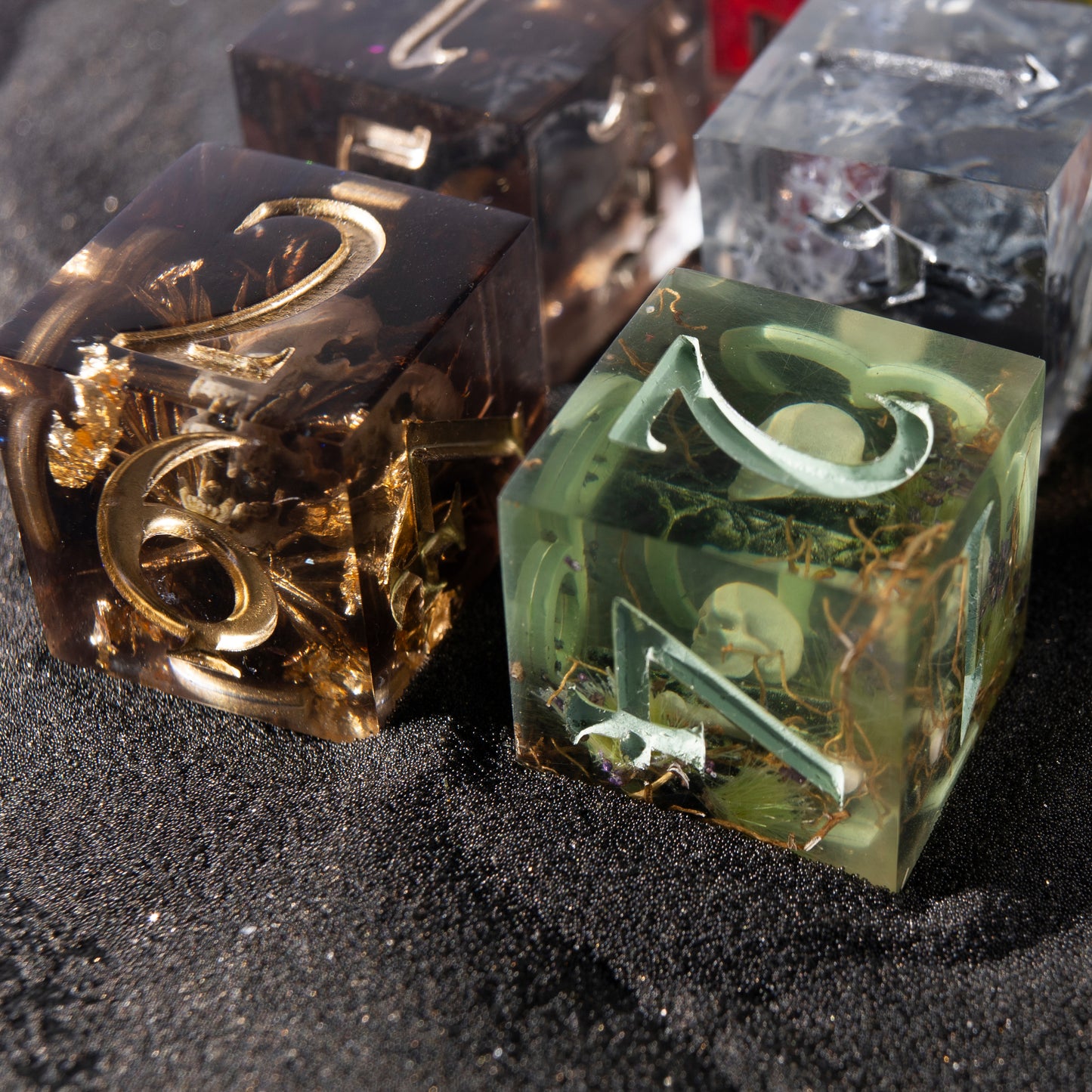 
DnD, dice, larp, fantasy, dungeons and dragons, ttrpg, handmade, Vampire: The Masquerade, dark aesthetic, dice making, resin dice, dice goblin, handmade dice, custom dice