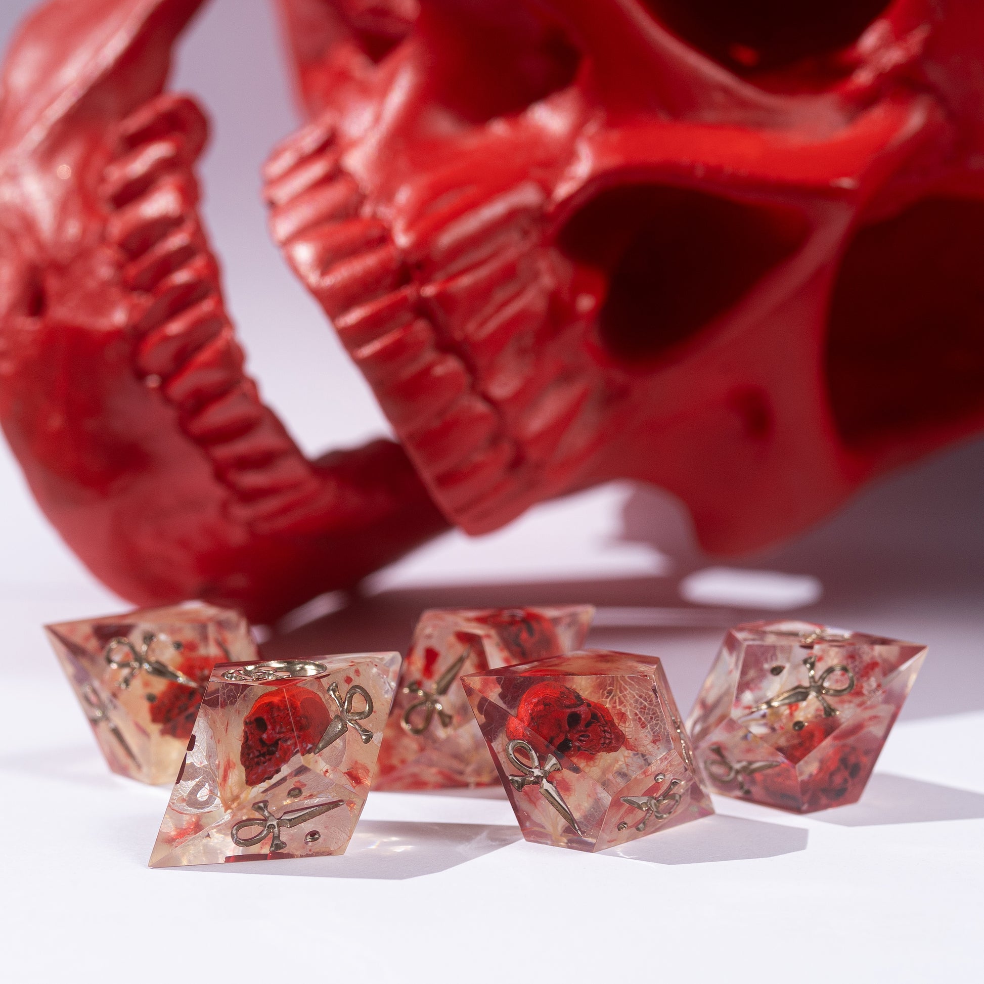 
DnD, dice, larp, fantasy, dungeons and dragons, ttrpg, handmade, Vampire: The Masquerade, dark aesthetic, dice making, resin dice, dice goblin, handmade dice, custom dice