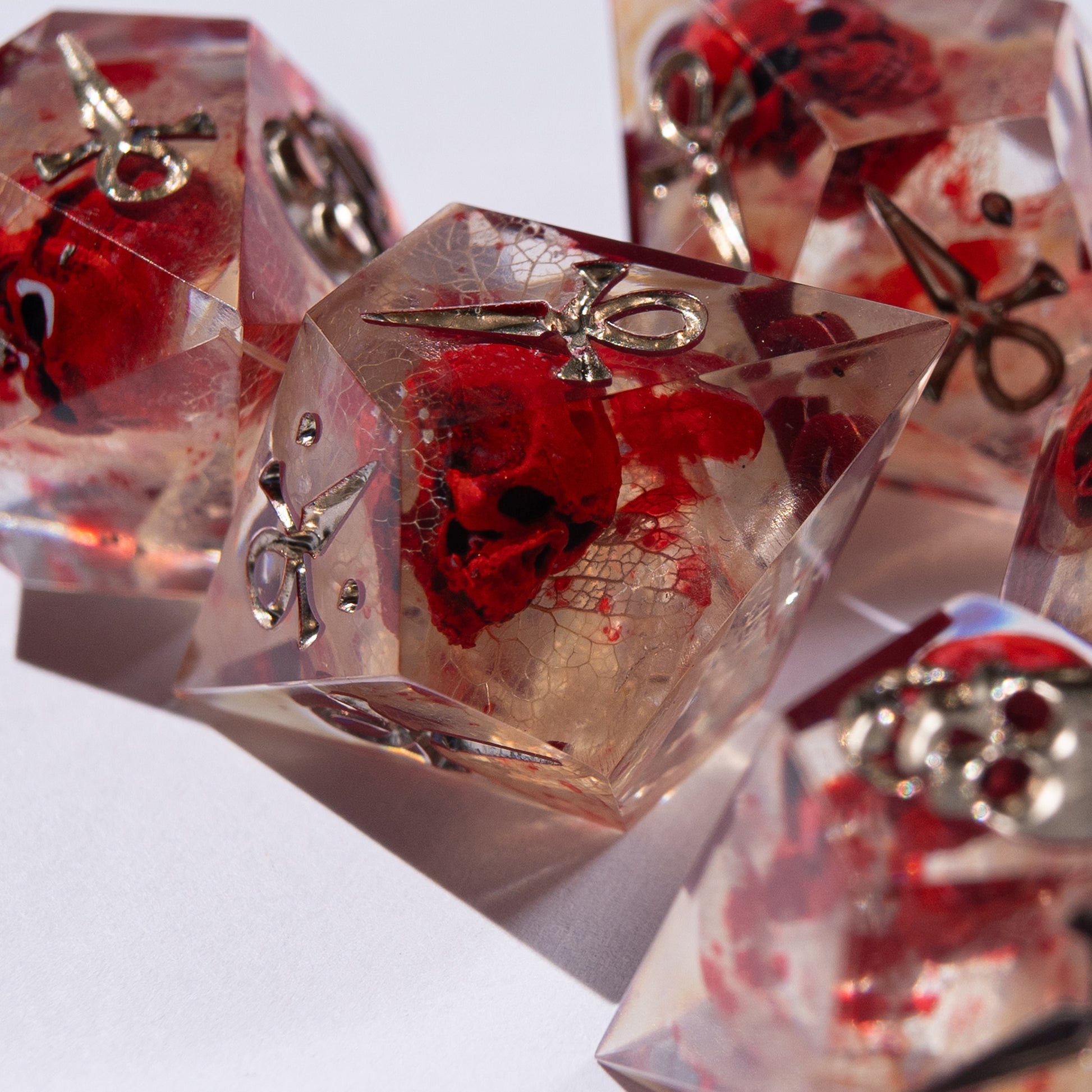 
DnD, dice, larp, fantasy, dungeons and dragons, ttrpg, handmade, Vampire: The Masquerade, dark aesthetic, dice making, resin dice, dice goblin, handmade dice, custom dice