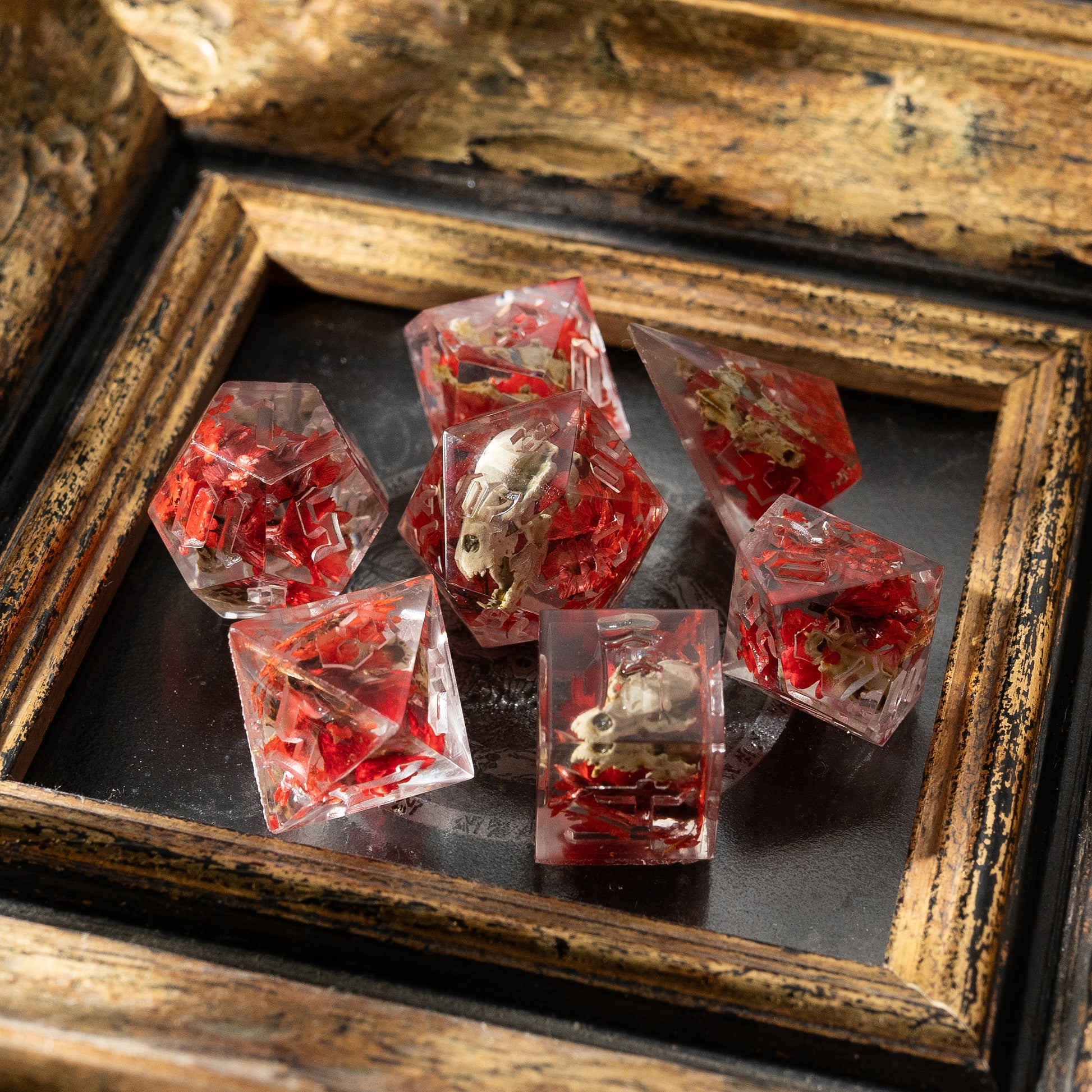 
DnD, dice, larp, fantasy, dungeons and dragons, ttrpg, handmade, Vampire: The Masquerade, dark aesthetic, dice making, resin dice, dice goblin, handmade dice, custom dice