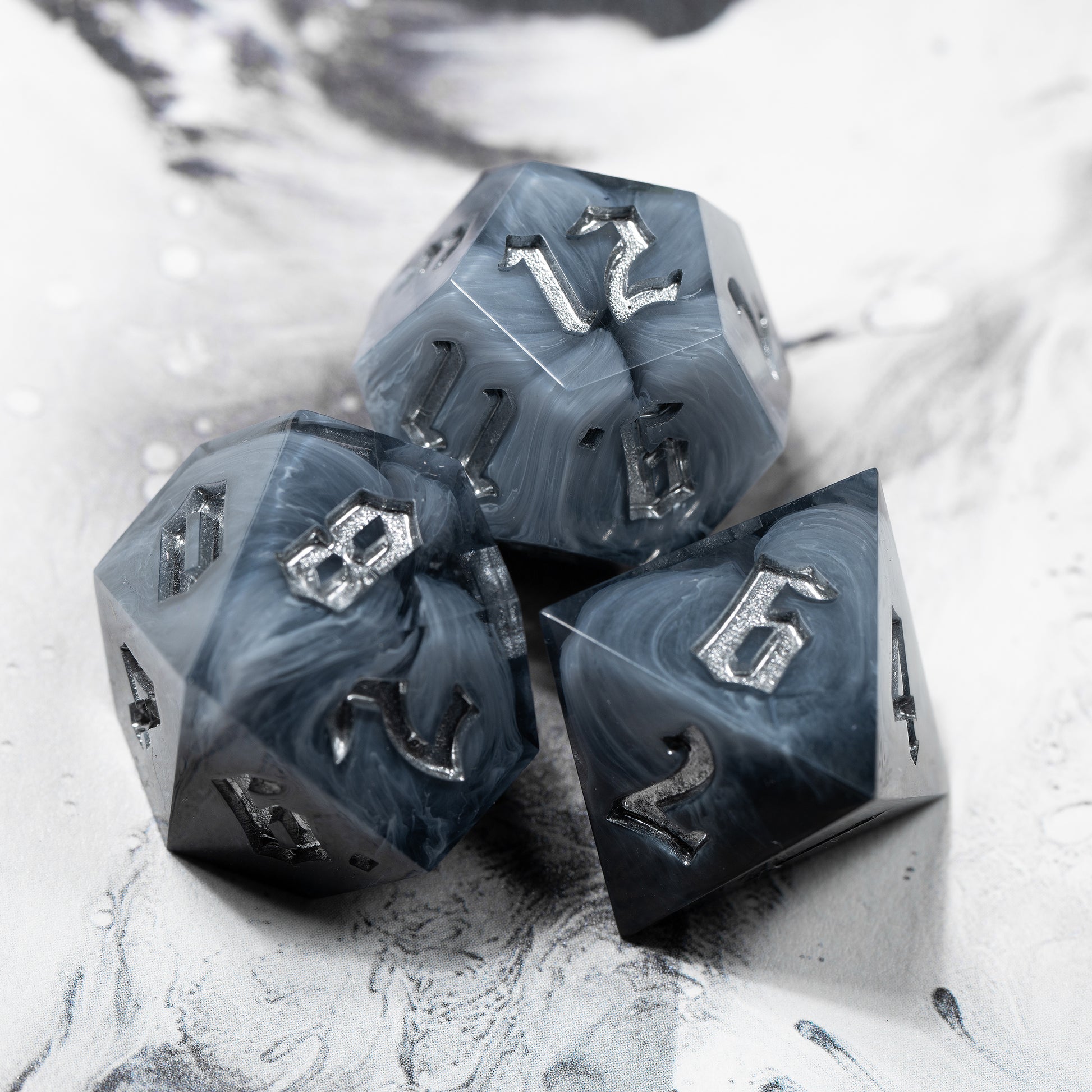 
DnD, dice, larp, fantasy, dungeons and dragons, ttrpg, handmade, Vampire: The Masquerade, dark aesthetic, dice making, resin dice, dice goblin, handmade dice, custom dice